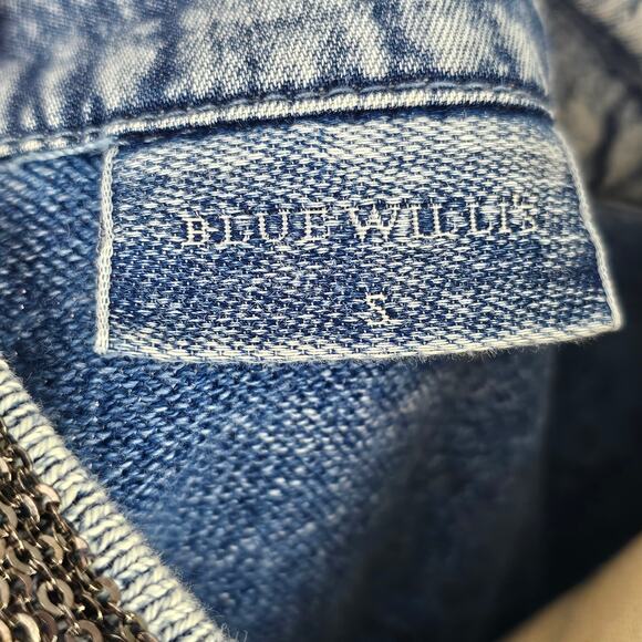 Blue Willis cowl neck knit 3/4 sleeve sweater beaded neckline Small VGUC - Picture 8 of 11